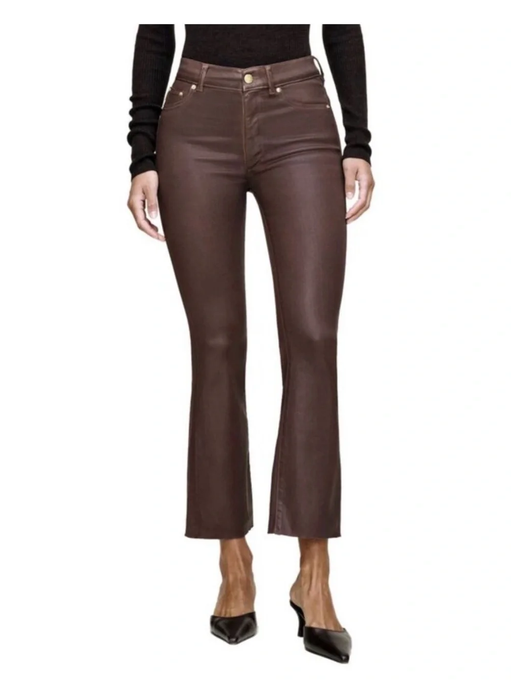 DL1961 Bridget Boot High Rise Instasculpt Coated Crop Jeans in Toffee Coated 25